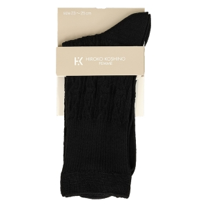レディース HIROKO KOSHINO FEMME 変形リンクス クルー丈ソックス 黒 23-25cm