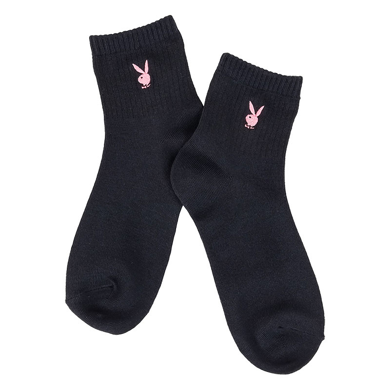 レディース PLAYBOY ロゴ刺繍ショート丈ソックス ネイビー 3足組 23-25cm