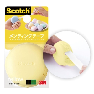 メンディングテープ810 マカロン型テープディスペンサー付き 18mm×10m イエロー