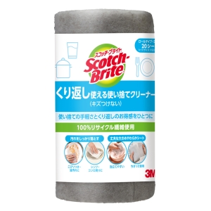 スコッチブライト くり返し使える使い捨てクリーナー 100%リサイクル繊維使用 20シート