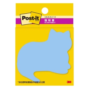 ポストイット 強粘着 シルエットノート ネコ 51.5×68mm 30枚×3パッド(90枚入)