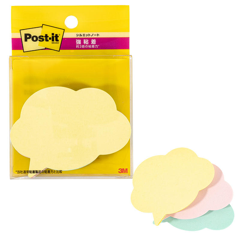 ポスト・イット 強粘着 シルエットノート ふきだし 50×69mm 30枚×3パッド
