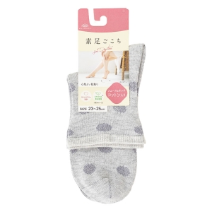 素肌ごこち レディース クルーソックス ドット グレー 23-25cm