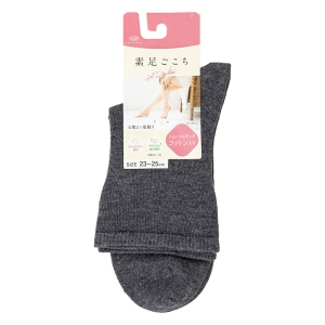 素肌ごこち レディース クルーソックス 無地 グレー 23-25cm