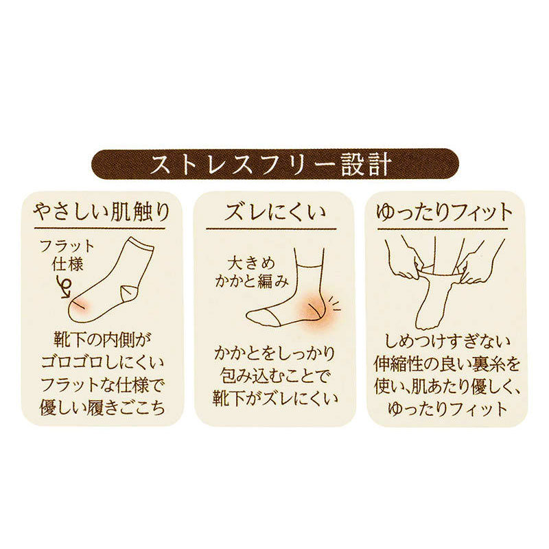 素肌ごこち レディース クルーソックス 無地 グレー 23-25cm