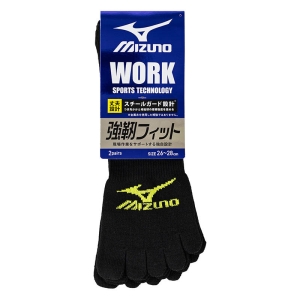 メンズ ミズノ WORK 強靭フィット 12cm丈 5本指 ブラック系 26-28cm 2足組