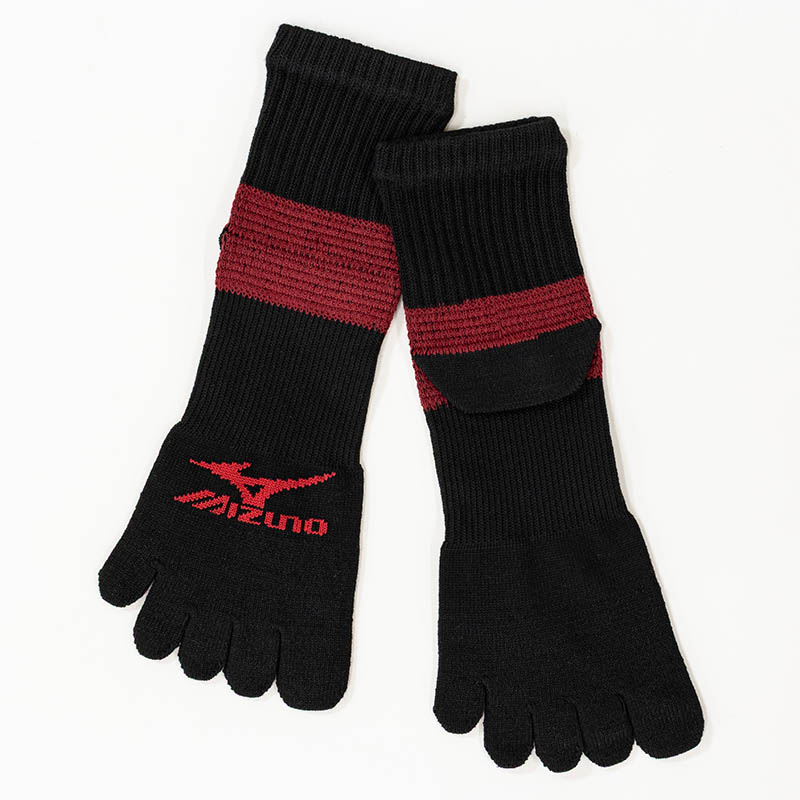 メンズ ミズノ WORK 強靭フィット 12cm丈 5本指 ブラック系 26-28cm 2足組