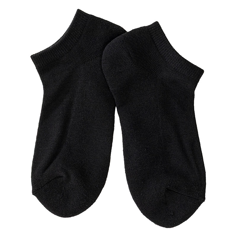 Jose うすくて足ぽかぽかソックス スニーカー丈 究極ブラック 足底パイル 22-25cm