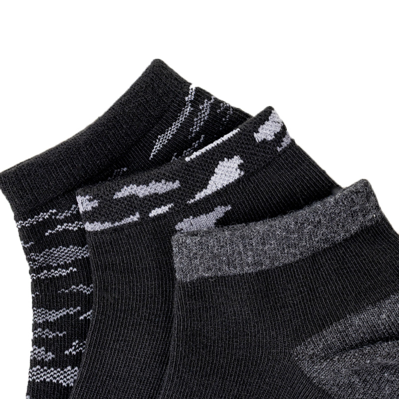 男児 消臭 スニーカー丈 黒異柄迷彩 19-24cm 3足組