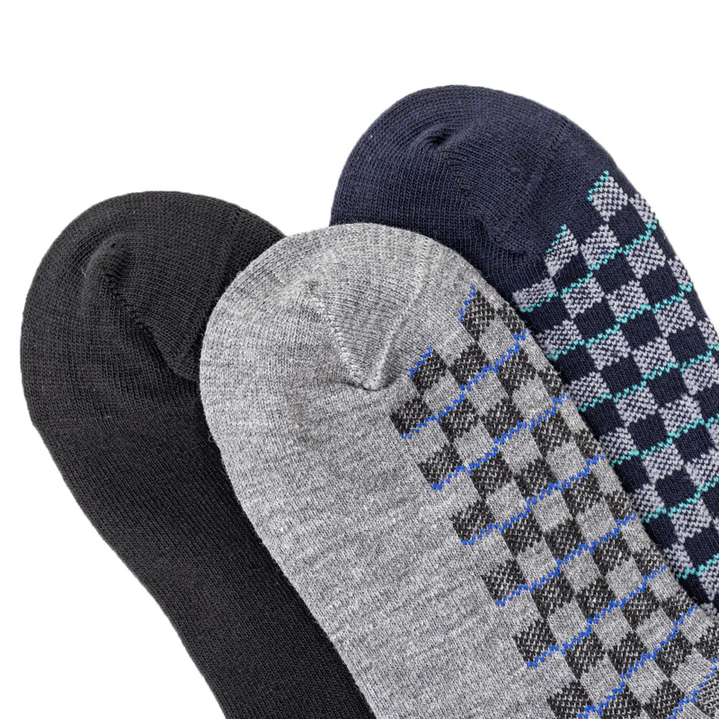 男児 消臭 スニーカー丈 甲ブロック柄 19-24cm 3足組