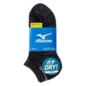 メンズ ミズノ ガチDRY デニム スニーカー丈 3色 3足組