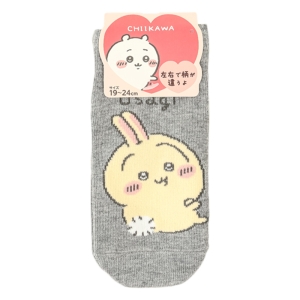 キッズ ちいかわ(ちいかわ・うさぎ)スニーカー丈ソックス 杢グレー 19-24cm