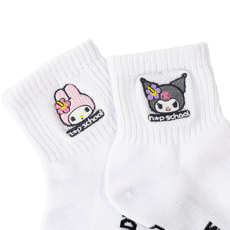 ソックス クロミ×マイメロディ 刺繍 10cm丈 ホワイト 20-25cm