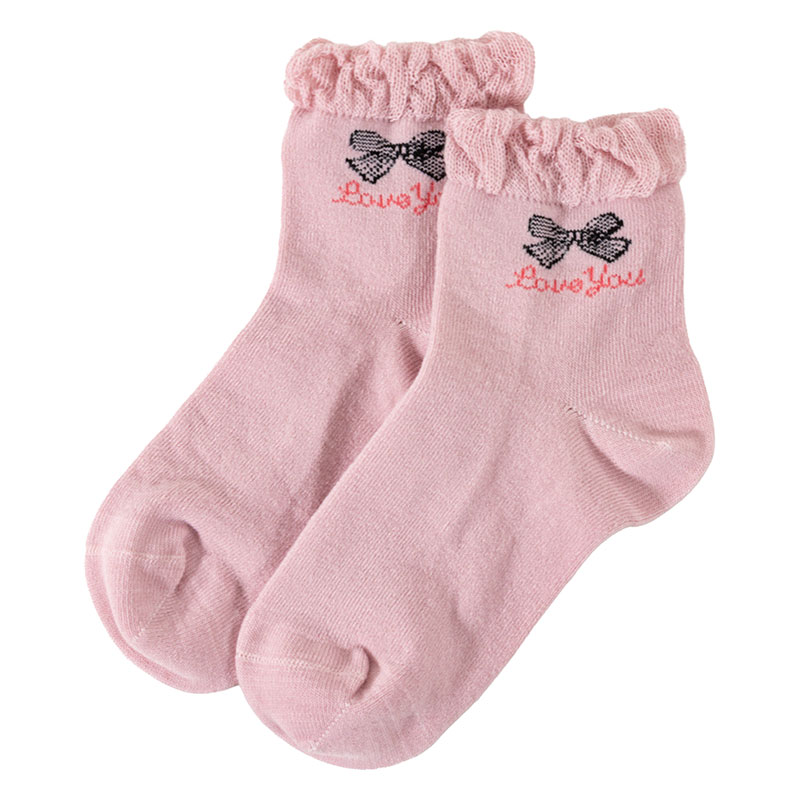 女児 LOVE ENERGY リボンフリル DRY ハイカットソックス 19-24cm 3足組