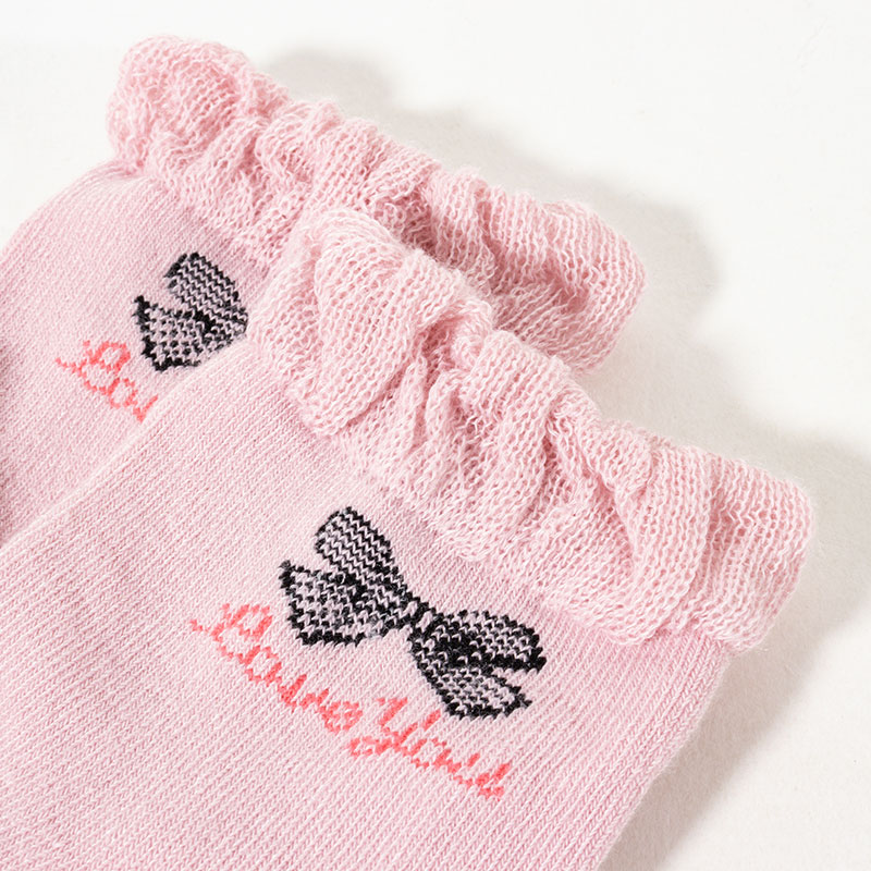 女児 LOVE ENERGY リボンフリル DRY ハイカットソックス 19-24cm 3足組