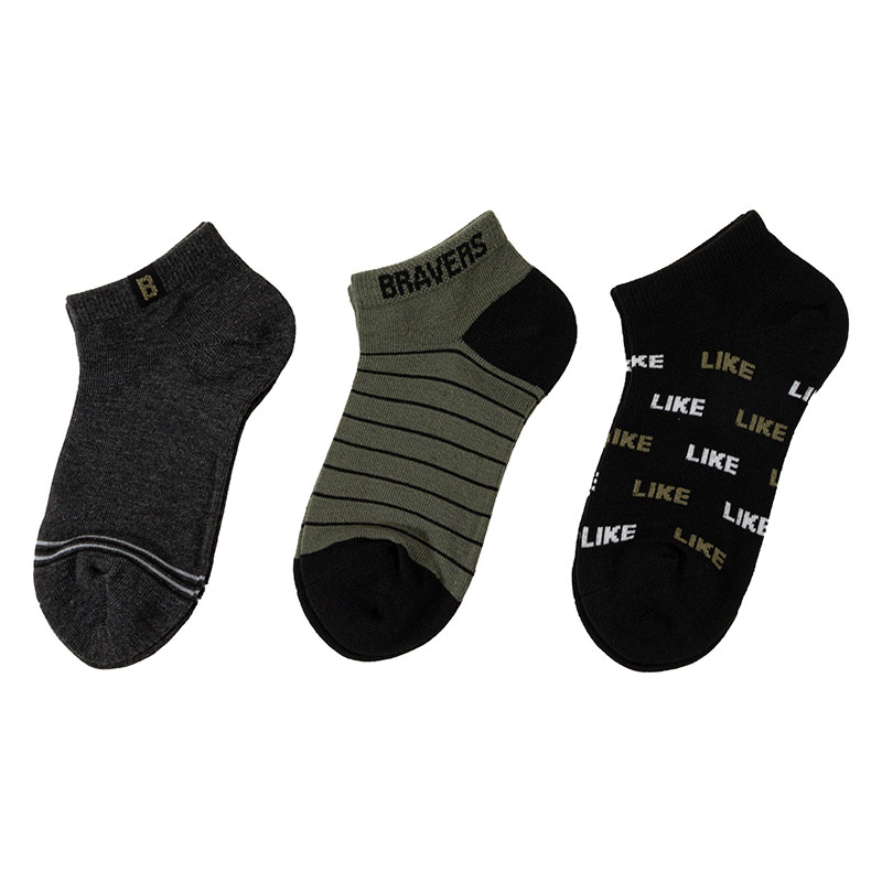 男児 DRY BRAVERS 異柄 スニーカーソックス 19-24cm 3足組