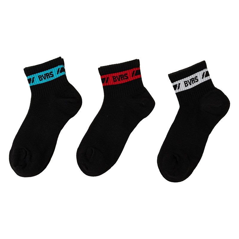 男児 BRAVERS 走るをサポート レッグロゴ ハイカットソックス 19-24cm 3足組