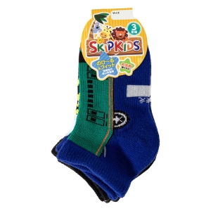 男児 SKIPKIDS 異柄 電車 スニーカーソックス 15-20cm 3足組