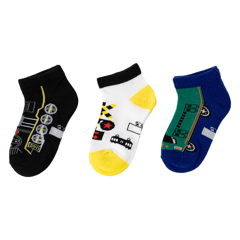 男児 SKIPKIDS 異柄 電車 スニーカーソックス 15-20cm 3足組