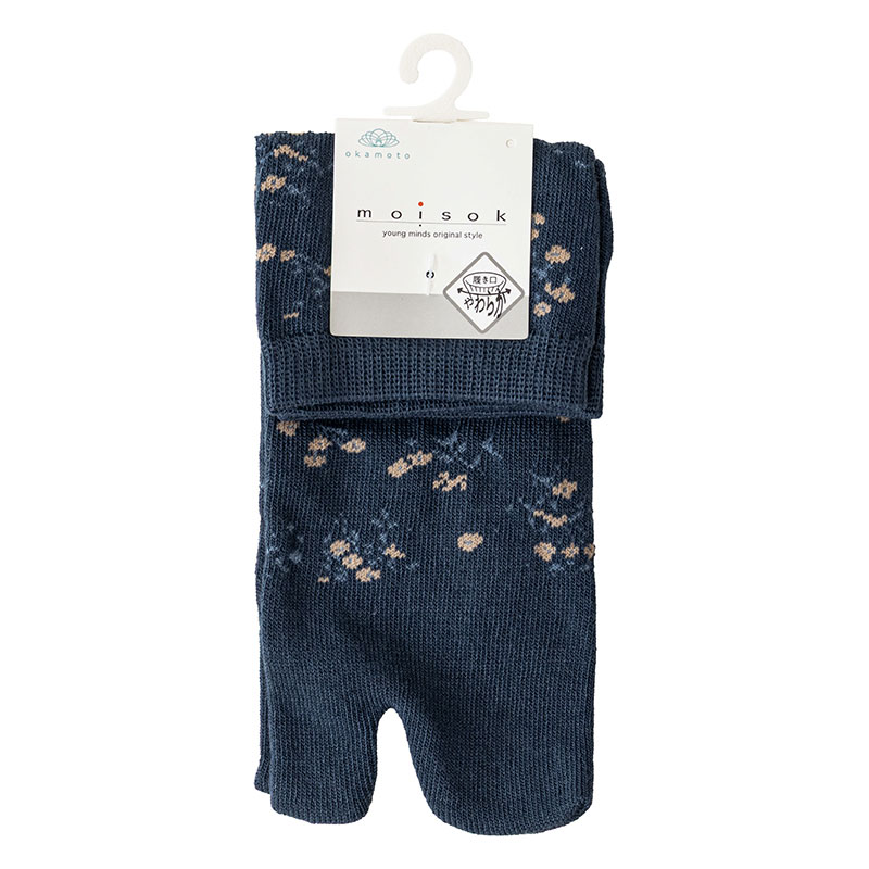 moisok レディース足袋ソックス 12cmクルー丈 足袋ソックス 小花柄 ハナコン 22-25cm