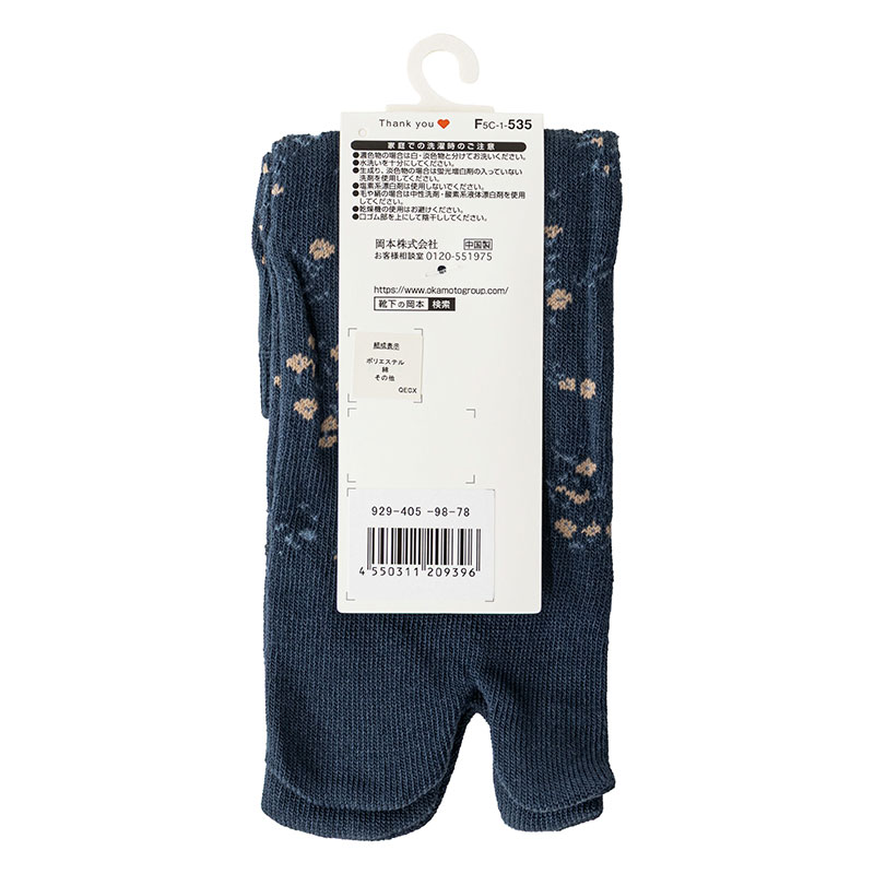 moisok レディース足袋ソックス 12cmクルー丈 足袋ソックス 小花柄 ハナコン 22-25cm