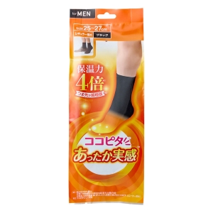 ココピタ あったか実感 メンズ ショートクルー丈 ブラック