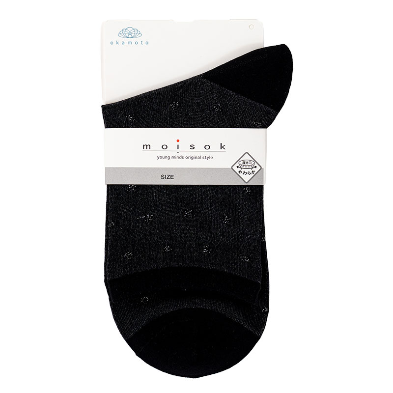 レディース moisok クルー丈ソックス ラメドット ブラック 22-25cm