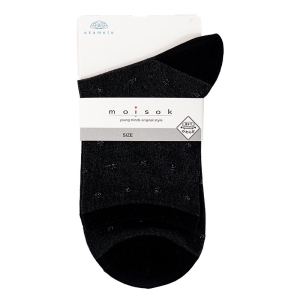 レディース moisok クルー丈ソックス ラメドット ブラック 22-25cm