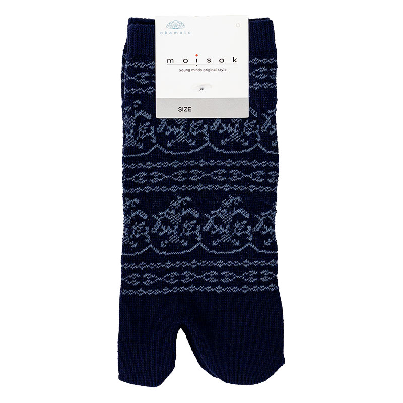 レディース moisok 足袋ソックス スニーカー丈 レース ネイビー 22-25cm