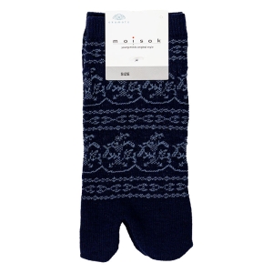 レディース moisok 足袋ソックス スニーカー丈 レース ネイビー 22-25cm