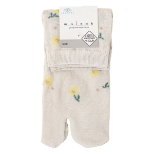 レディース moisok 足袋ソックス クルー丈 小花ドット アイボリー 22-25cm