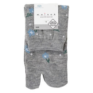 レディース moisok 足袋ソックス クルー丈 小花ドット グレー 22-25cm