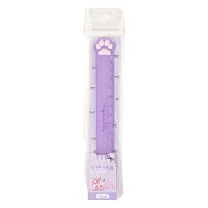 おててコレクション もちもちにゃんこスケール 定規 15cm パープル