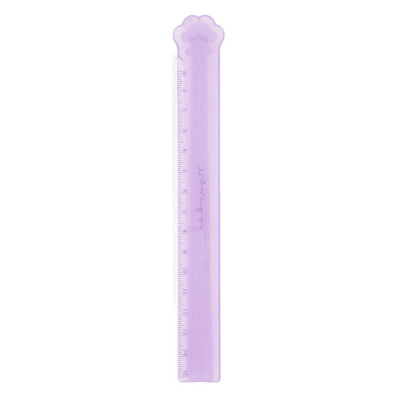 おててコレクション もちもちにゃんこスケール 定規 15cm パープル