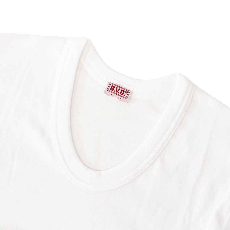 メンズ B.V.D. U首八分袖Tシャツ ホワイト
