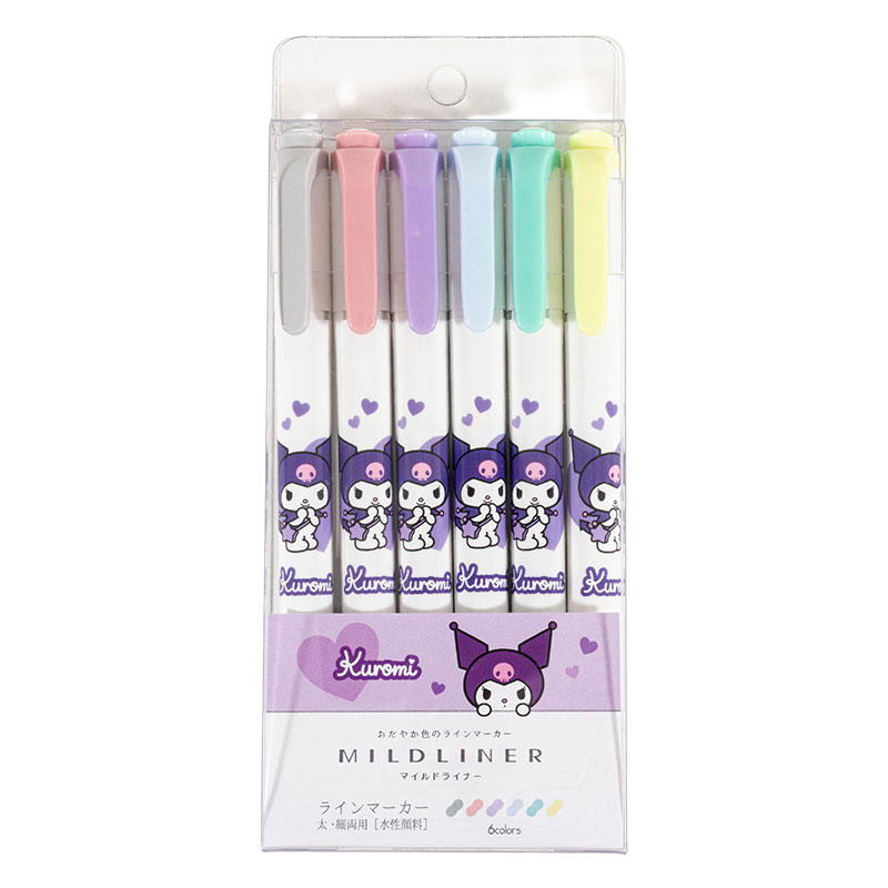 マイルドライナー ラインマーカー 太・細両用 水性顔料 6色セット クロミ