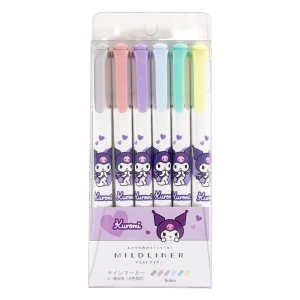 マイルドライナー ラインマーカー 太・細両用 水性顔料 6色セット クロミ