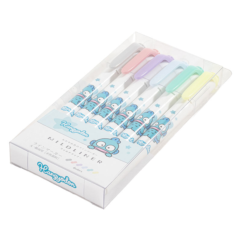 マイルドライナー ラインマーカー 太・細両用 水性顔料 6色セット ハンギョドン