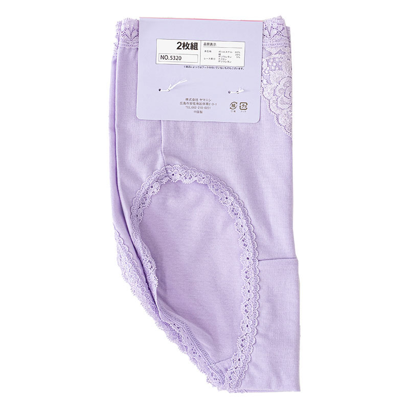 レディース ストレッチレースショーツ 普通丈 2枚組 ラベンダー