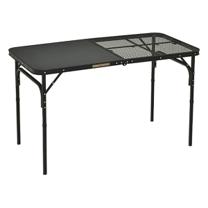 アウトドアテーブル 120×60cm 高さ2段階 タフライト ハーフメッシュテーブル マットブラック