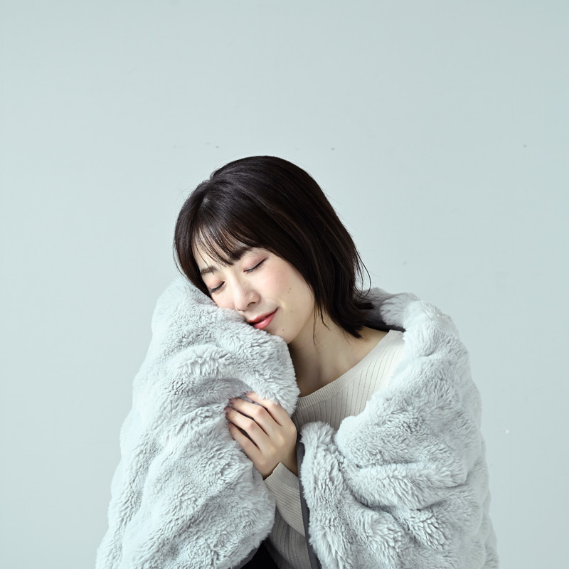 もこもこフェイクファー掛け敷毛布 YPK-F41(GY) 188×130cm