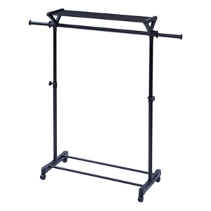 上棚付伸縮ハンガー シングル マットブラック
