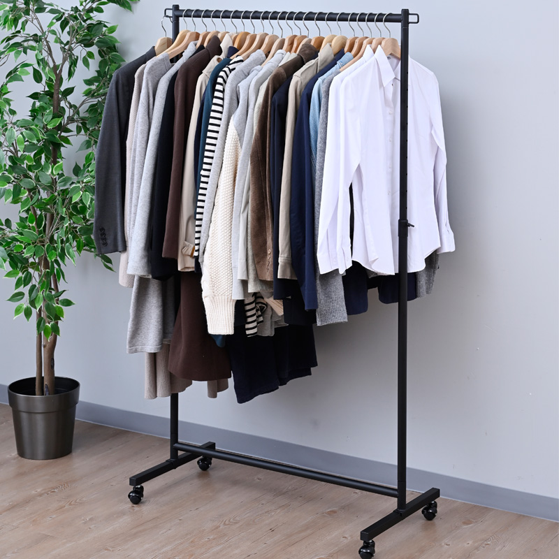 移動できる頑丈ハンガー シングル マットブラック