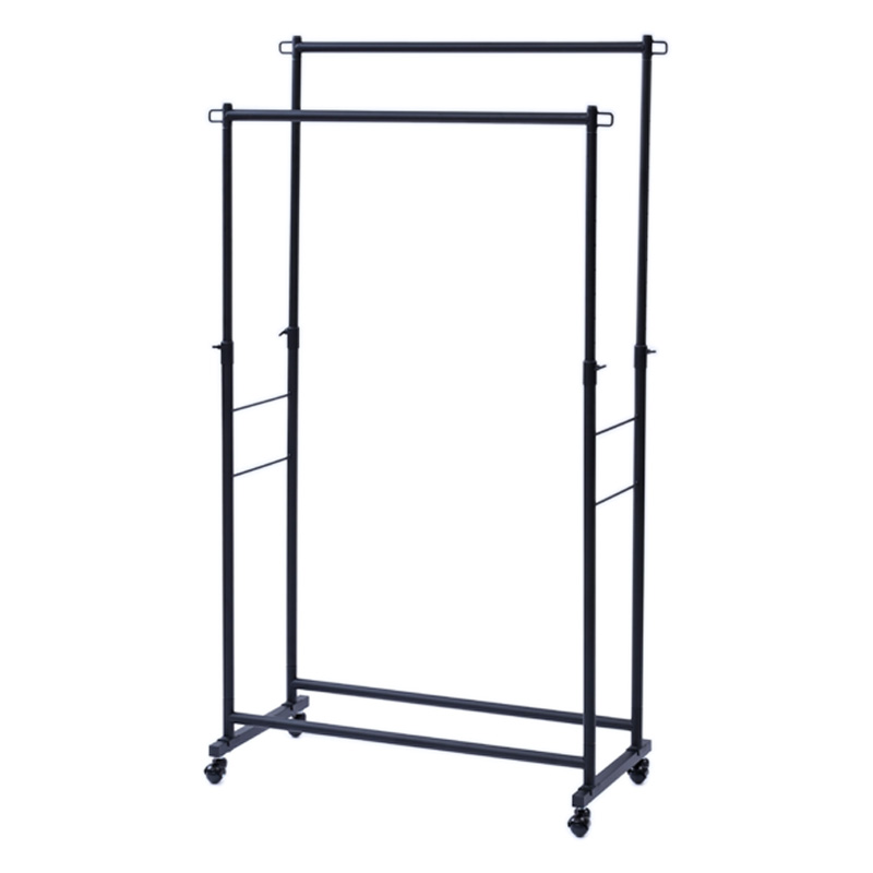 移動できる頑丈ハンガー ダブル マットブラック