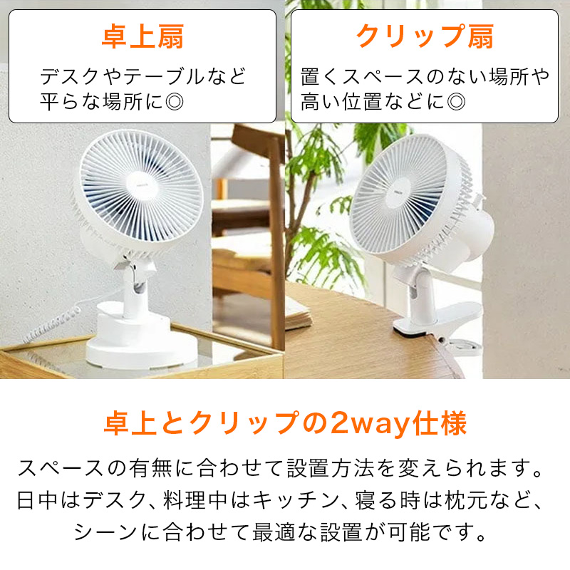 18cm 卓上&クリップ扇風機 YDS-CEJ181(A)