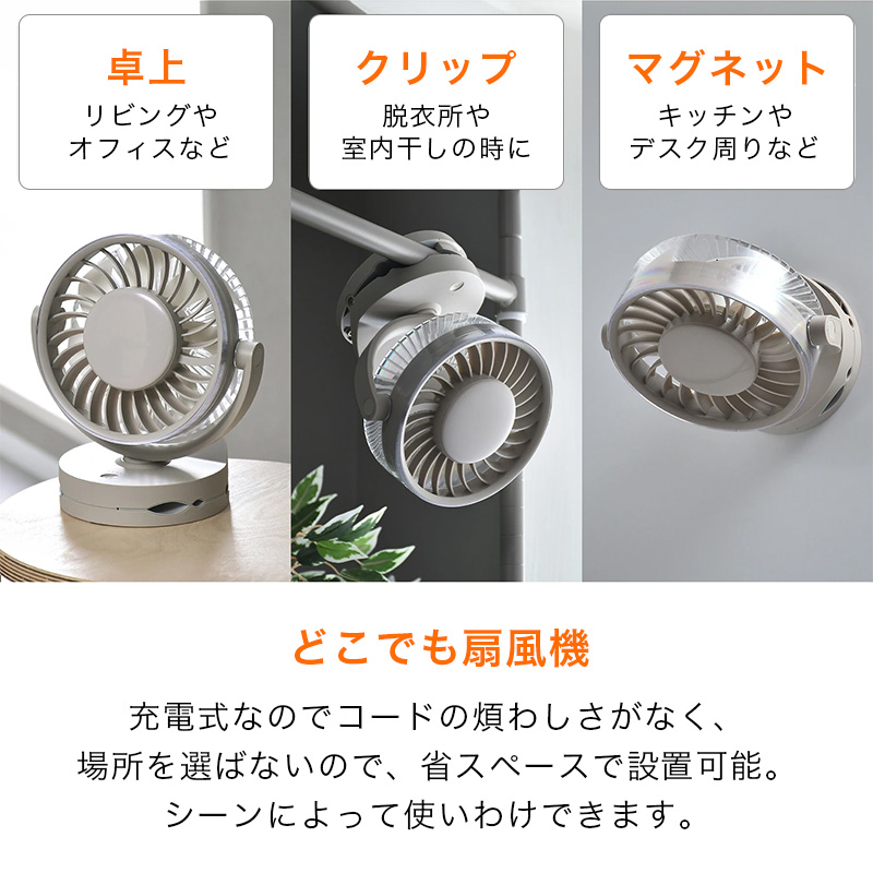 充電式デスクファン クリップ&卓上仕様 YDS-CNB15