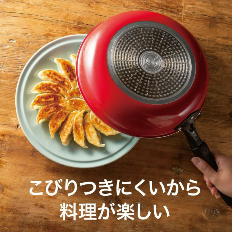 evercook 深型フライパン24cm IH・ガス対応 レッドEIFP24DRD2