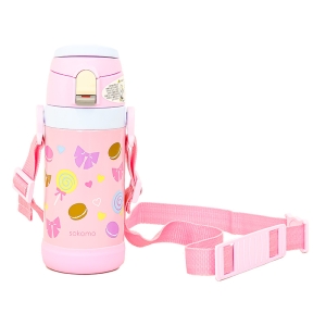 sokomo そこまで洗える 3WAYキッズボトル 450ml おかしとリボン