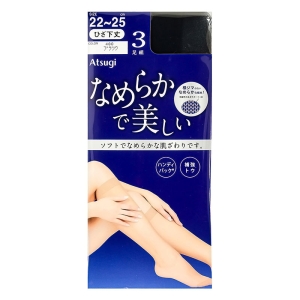なめらかで美しい ストッキング 3足組 ひざ下丈 ブラック 22-25cm