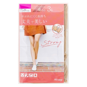 レディース ストッキング 丈夫で美しい ヌーディベージュ 3足組